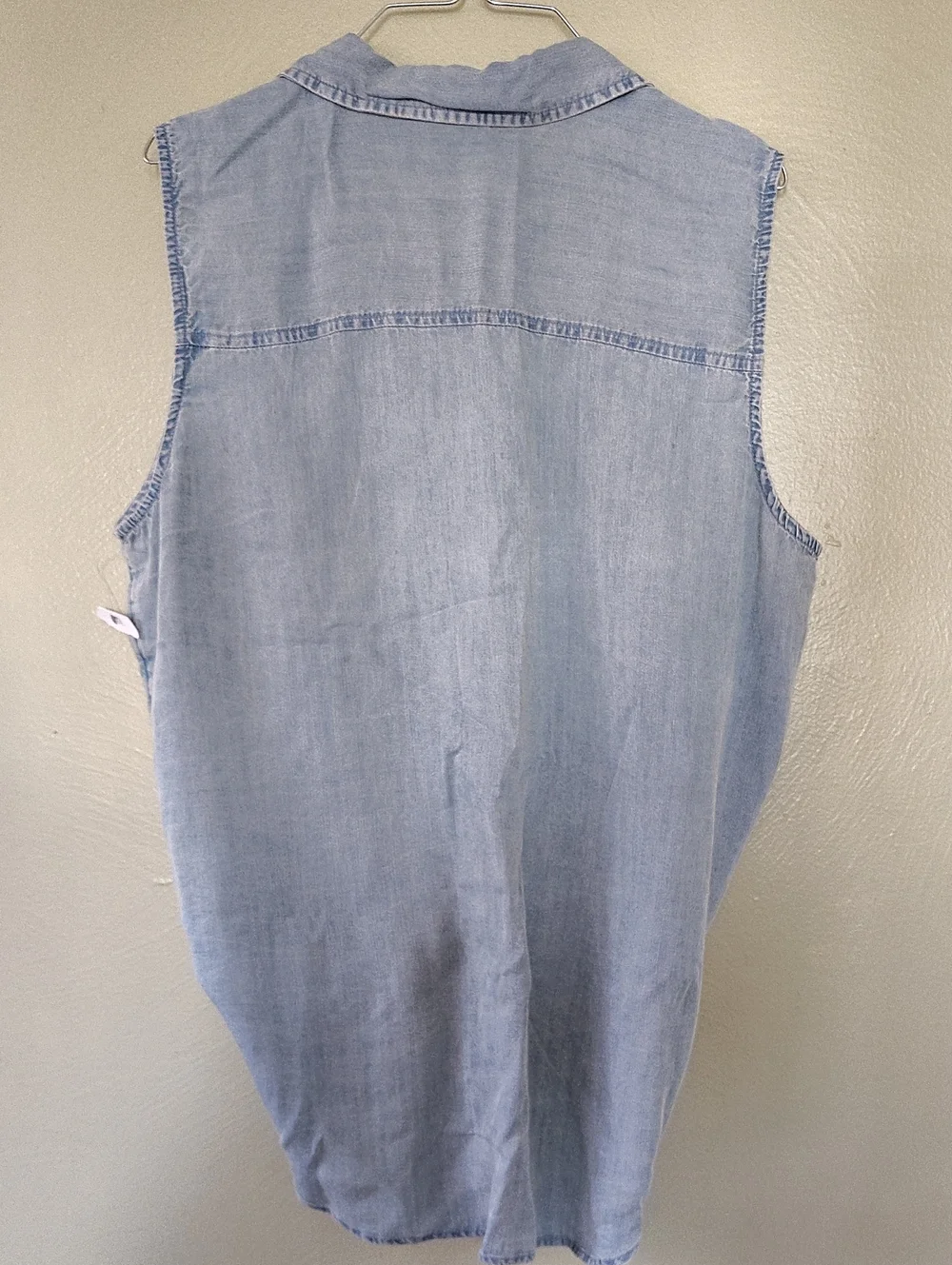 Time and Tru Light Blue Sleeveless Button Front Chambray Top Large NWOT